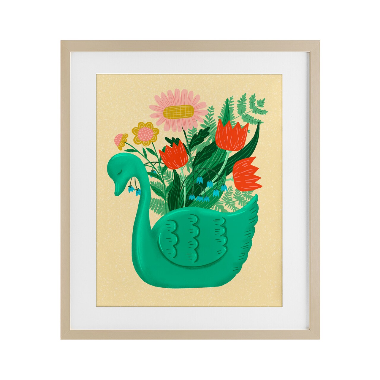 Stupell Industries Spring Swan Flower Bouquet Framed Print Under Glass, design by Jilly Jack Designs